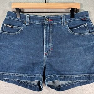 Vintage Fubu Carpenter Jean Shorts Womens 13/14 Blue Medium Wash Denim High Rise